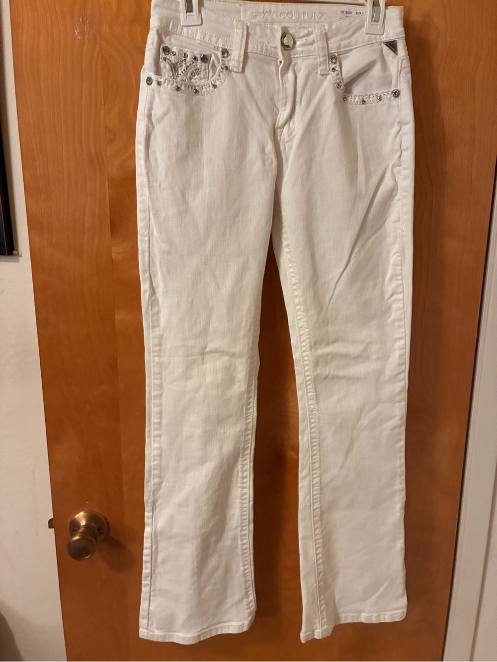 Sexy Couture White Embellished Women’s Jeans - Designer Style Sz 9